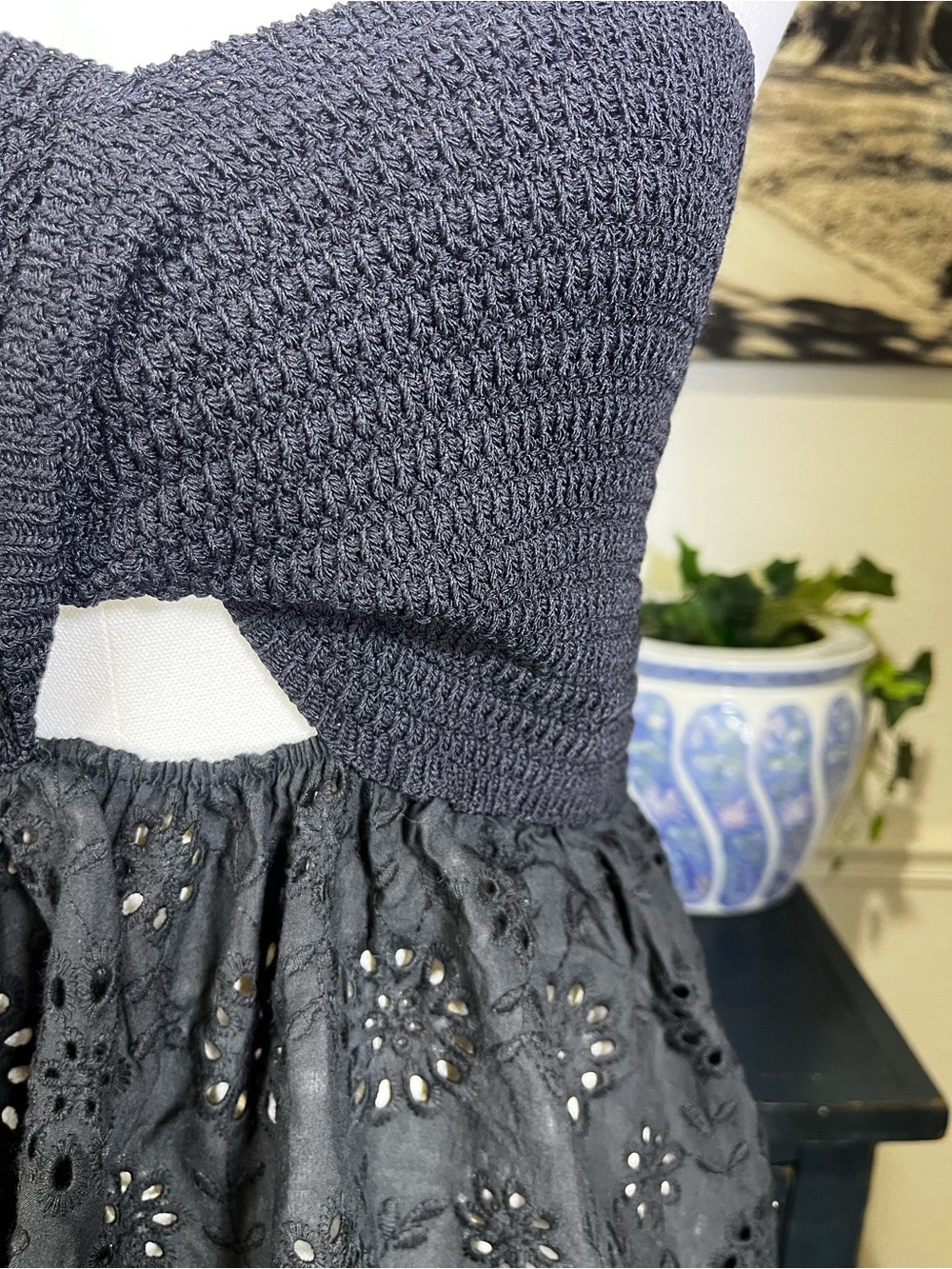 NWT ZARA COMBINATION Cotton KNIT Eyelet STRAPLESS TOP - Picture 9 of 14